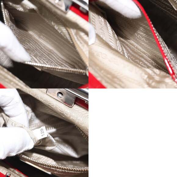 PRADA Hand Bag Enamel Red Silver - Picture 13 of 13